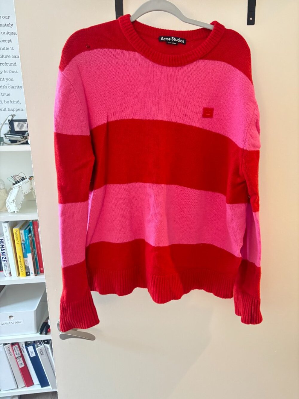 Acne Studios Red & Pink Striped Wool Sweater